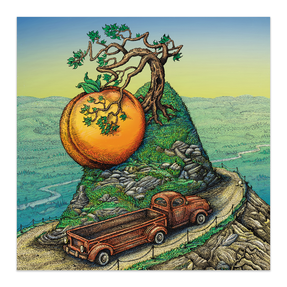 The Peach and the Truck - Blotter Art