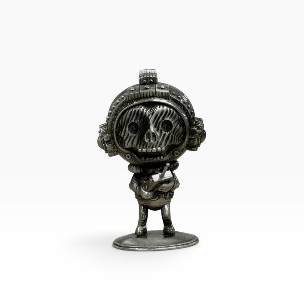 Transistor Boy - Antique Silver Pewter Statue